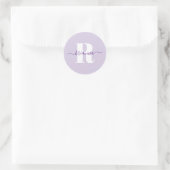 Bleke Paarse Script Naam Vet Monogram Ronde Sticker (Tas)