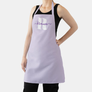 Bleke Paarse Script Naam Vet Monogram Schort