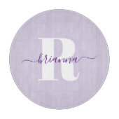 Bleke Paarse Script Naam Vet Monogram Snijplank (Voorkant)