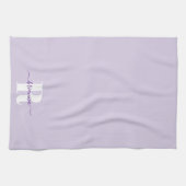 Bleke Paarse Script Naam Vet Monogram Theedoek (Horizontaal)