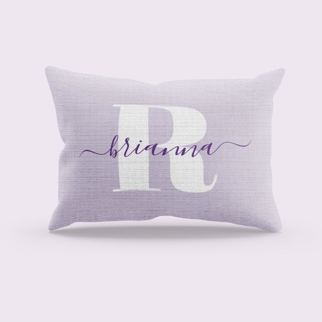 Bleke Paarse scriptnaam vet monogram Accent Kussen (Pale Purple Script Name Bold Monogram Accent Pillow)