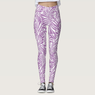 Bleke Paarse tropische bladherhalingspatroon Leggings