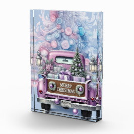 Bleke Paarse Truck Vrolijk Kerstfeest Fotoblokken