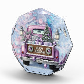 Bleke Paarse  Truck Vrolijk Kerstfeest Fotoblokken (Rechts)