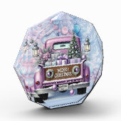 Bleke Paarse  Truck Vrolijk Kerstfeest Fotoblokken (Links)