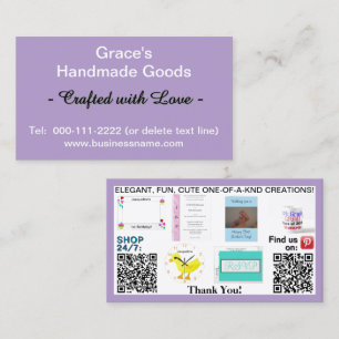 Bleke Paarse Zakelijke QR Code Logo Foto's 3.5 x 2 Visitekaartje