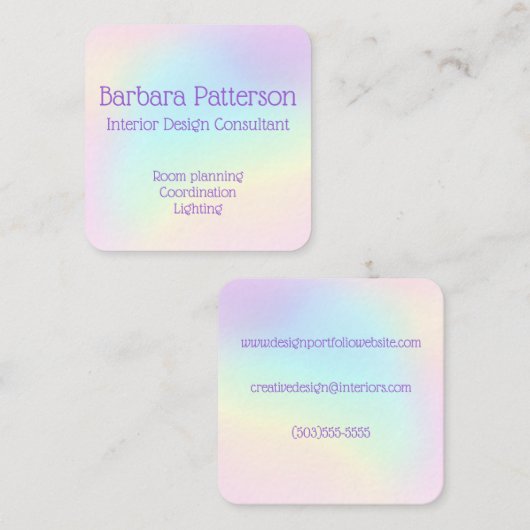 Bleke pasteelregenboogdragende Visitekaartjes (Voorkant / Achterkant)