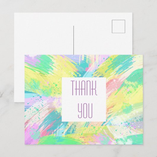 Bleke Pastel Abstracte Kunst Bedankt Briefkaart (Voorkant / Achterkant)