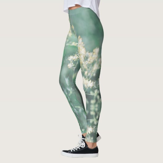 Bleke pastel groen geel wilde weidebloemen Leggi Leggings (Links)