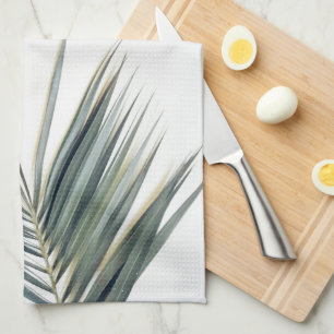 Bleke pastel groen palmboomblad theedoek