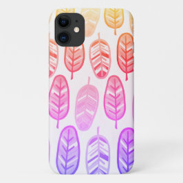 Bleke Pastel kleurenroze bladeren iPhone 11 Hoesje