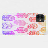 Bleke Pastel kleurenroze bladeren iPhone 11 Hoesje (Achterkant (horizontaal))