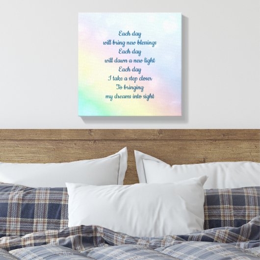 Bleke pastel regenboog Inspirerend bevestiging Canvas Afdruk (Insitu (Slaapkamer))