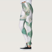 Bleke Pastelgroene Witte Klokbloem Leggings (Links)