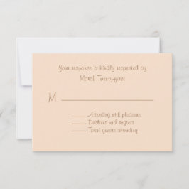 Bleke Peach Custom Wedding RSVP-kaart RSVP Kaartje