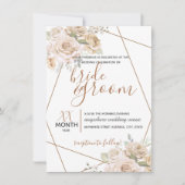 Bleke peach en bruine Floral in bruin huwelijk Kaart (Voorkant)