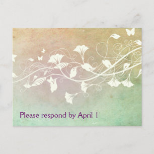 Bleke peach en Green Pastel Grunge RSVP Uitnodiging Briefkaart