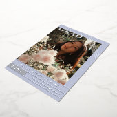 Bleke Periwinkle Silver Lines Foto Afstuderen Folie Uitnodiging (Gedraaid)
