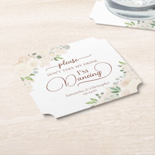 Bleke perzik bloem neem mijn Drink bruiloft niet Kartonnen Onderzetters (Gekanteld)