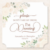 Bleke perzik bloem neem mijn Drink bruiloft niet Kartonnen Onderzetters (Voorkant)