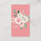 Bleke perzik bloemig Baby shower Informatiekaartje (Achterkant)