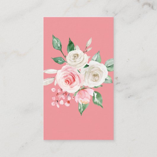 Bleke perzik bloemig Baby shower Informatiekaartje (Achterkant)