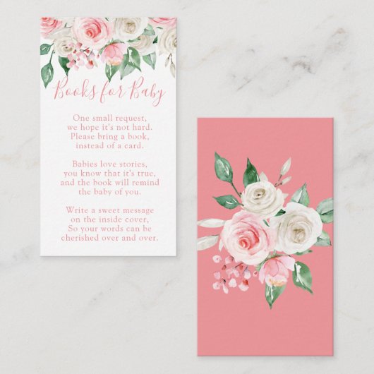 Bleke perzik bloemig Baby shower Informatiekaartje (Voorkant / Achterkant)