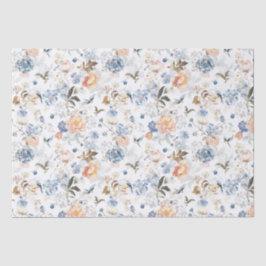 Bleke Perzik Blozende Blauwe Vogel  Tissuepapier