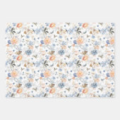 Bleke Perzik Blush Blauwe Vogel Inpakpapier Vel (Voorkant)