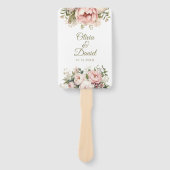 Bleke perzik en blush roze bloemenbruiloft program handwaaier (Voorkant)