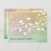 Bleke perzik en groene pastelgrunge RSVP Uitnodiging Briefkaart (Voorkant / Achterkant)