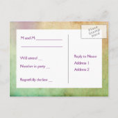 Bleke perzik en groene pastelgrunge RSVP Uitnodiging Briefkaart (Achterkant)