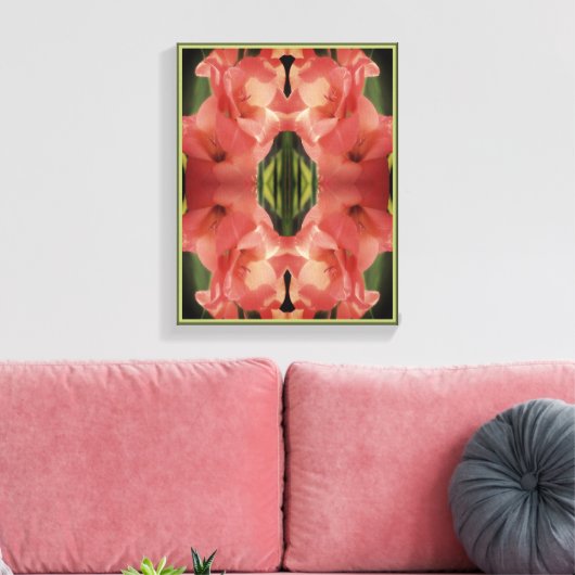 Bleke perzik Gladiolus Flower Abstract Canvas Afdruk (Insitu (Woonkamer))