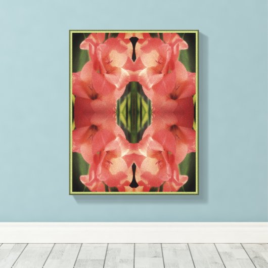 Bleke perzik Gladiolus Flower Abstract Canvas Afdruk (Insitu (Houten vloer))