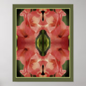Bleke Perzik Gladiolus Flower Mirror Abstract Poster (Voorkant)