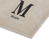 Bleke perzik marmer met witte strepen monogram snijplank (Hoek)