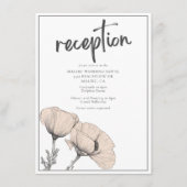 Bleke perzik papaver bloemig elegante bruiloft rec informatiekaartje (Voorkant)