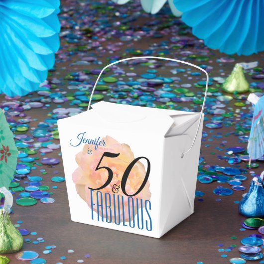 Bleke perzik Roos 50 en Fabulous Birthday Party Bedankdoosjes (Feest)