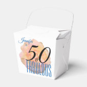 Bleke perzik Roos 50 en Fabulous Birthday Party Bedankdoosjes (Voorkant Zijde)