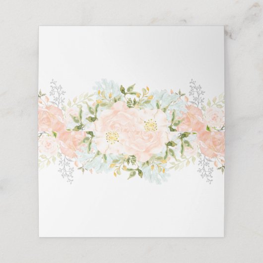 Bleke perzik Rozen Boeketten met groen Plaatskaartje (Buitenkant ongevouwen)