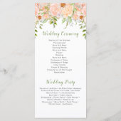 Bleke perzik Rozen en groen bruiloft programma Programmakaart (Achterkant)