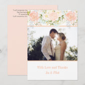 Bleke perzik Rozen groen foto dank u kaarten (Voorkant / Achterkant)