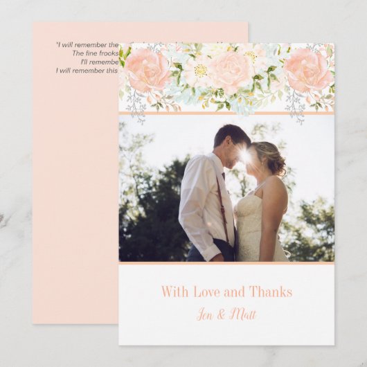 Bleke perzik Rozen groen foto dank u kaarten (Voorkant / Achterkant)