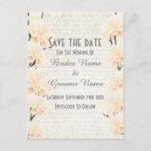  bleke perzikflorale met uitzondering van de datum aankondigingskaart (Voorkant)