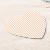 Bleke Perzikkleurige Coral & White Stripe Kartonnen Onderzetters (Gekanteld)