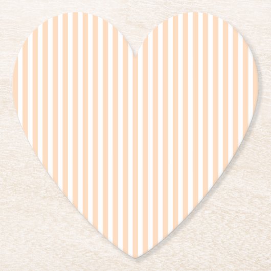 Bleke Perzikkleurige Coral & White Stripe Kartonnen Onderzetters (Voorkant)
