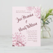 Bleke Pink Dahlia Floral Wedding Invitations Kaart (Staand voorkant)