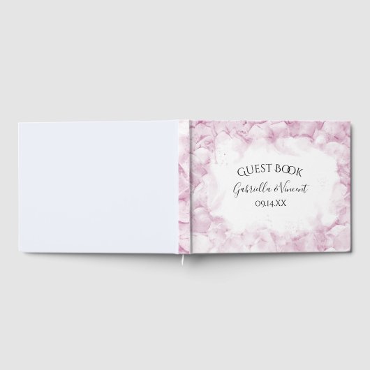 Bleke Pink Hydrangea Flowers Waterverf Weddenschap Gastenboek (Volledig)