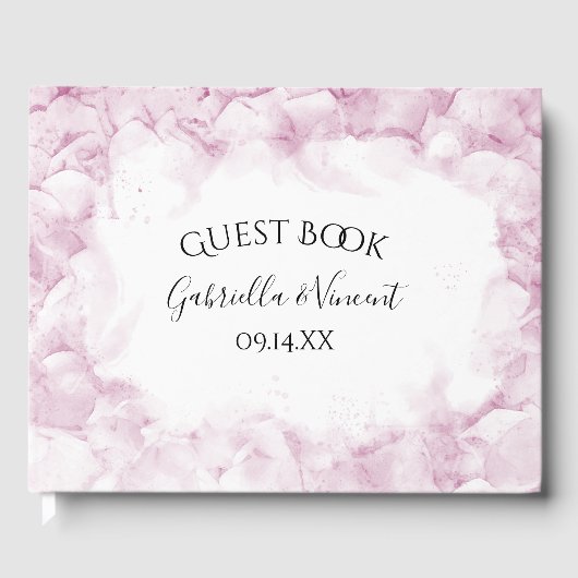 Bleke Pink Hydrangea Flowers Waterverf Weddenschap Gastenboek (Voorkant)