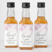 Bleke Pink Hydrangea Flowers Waterverf Weddenschap Likeurfles Etiket (Flessen)